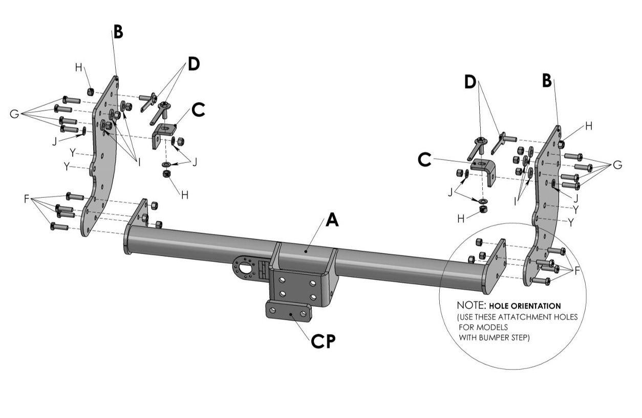Mitsubishi L200 2015 2019 D/Crew Cab Series 5 PCT Flange Tow Bar