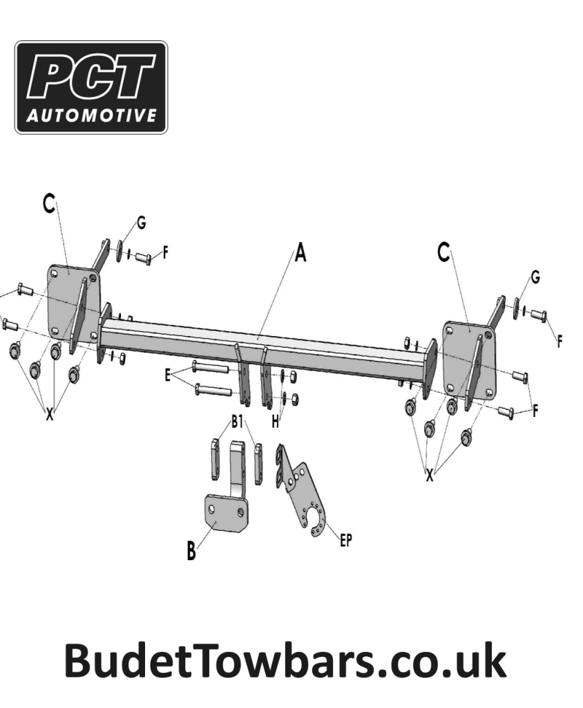 VW Caddy 2020 to 2023 PCT Fixed Flange Tow Bar BudetTowBars.co.uk